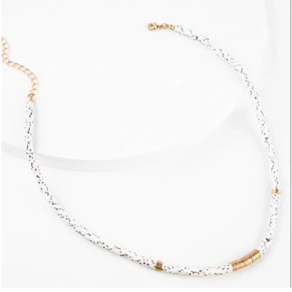 NWT plunder Karla Necklace - white and gray bead with gold hardware